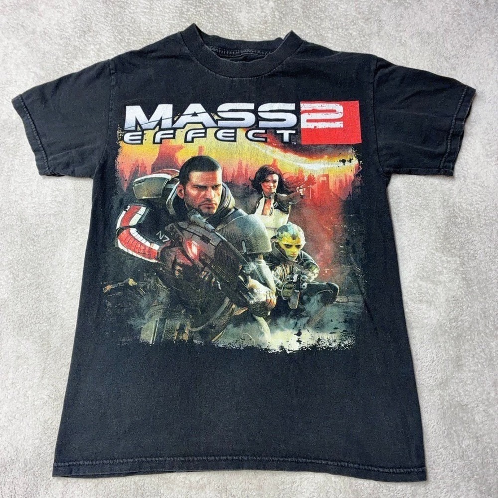 Mass Effect 2 Promo T-Shirt Men's XS Video Gamer Graphic Tee Xbox 360 BioWare